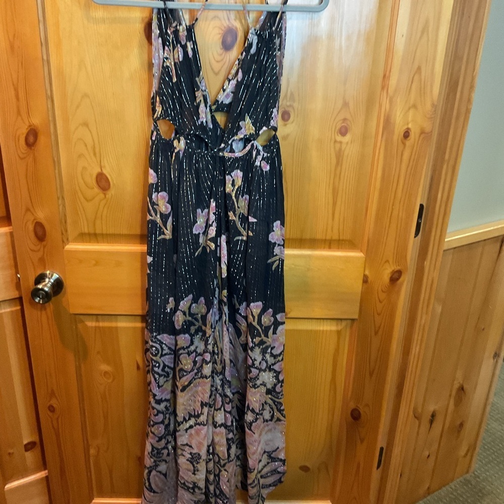 Anthropologie Black and Pink Cut Out Maxi Size S - Picture 6 of 8
